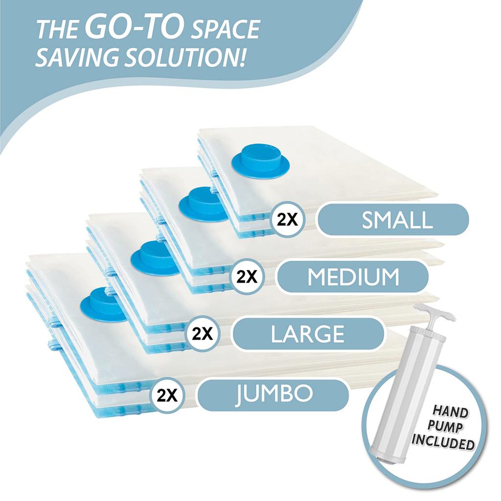 Vacuum Storage Space Saver Bags With Hand Pump Compressed For Clothing,Comfort Items Blankets Home Travel Packing Organizer