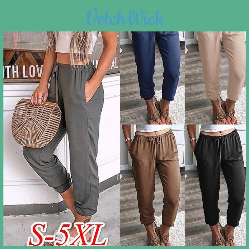 Pantaloni Harem Larghi da Donna a Vita Alta in Cotone con Design alla Moda e Comodo al Polpaccio