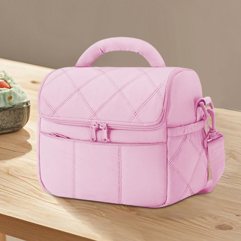 

Insulated Leakproof Lunch Storage Box for Women Ladies Reusable Food Thermal Waterproof Bento Top Handle Bag for Work Picnic розовый