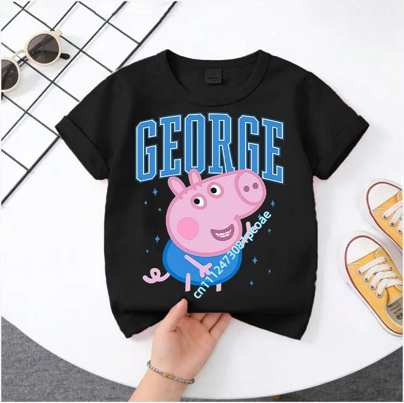 2026 Summer New Style T-shirt - Peppa Pig Kids' Pure Polyester Short-Sleeved Boys' Sportswear Girls' Casual Top with Cartoon Print