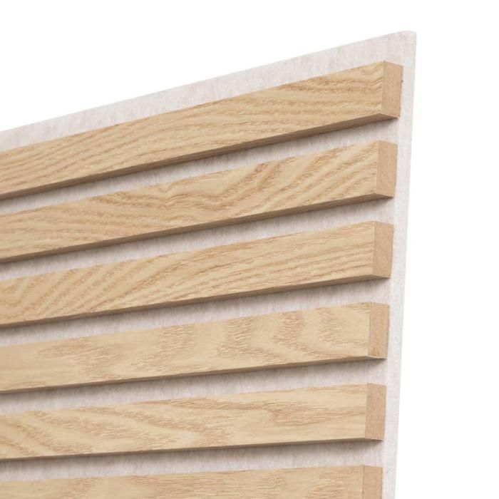 Painel decorativo ripas madeira Colva - 60 x 60 x 2,1 cm - Efeito Carvalho Claro fundo Bege