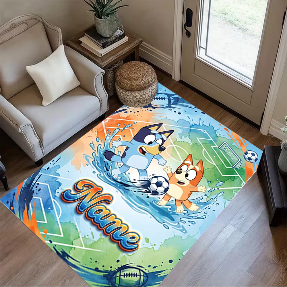 Winter Soccer Fun Personalized Name Floor Rug Office Rug Suitable for Study room Hallway Dining Room Living Rooms Anti-slip Rug Decorate Offices