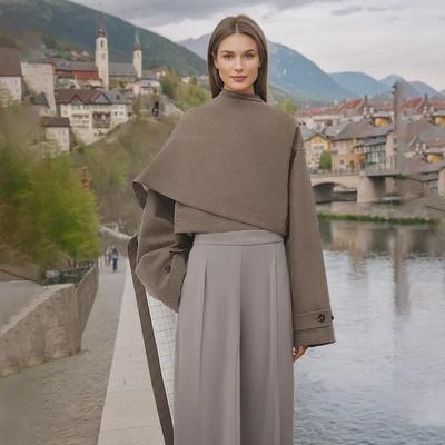 Women's 2025 Spring Cape-Style Blazer: Fashionable Long Sleeve Short Top