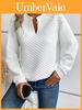 Minimalistischer Damen Kapuzenpullover Mit V-Ausschnitt Und Colorblock-Design Für Freizeitkleidung