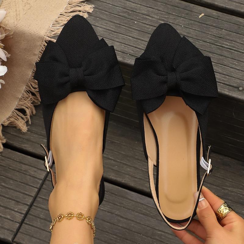 

Summer flat-bottomed bow bag head sandals new European and American large-size pointed back empty sandals women 36 чёрный