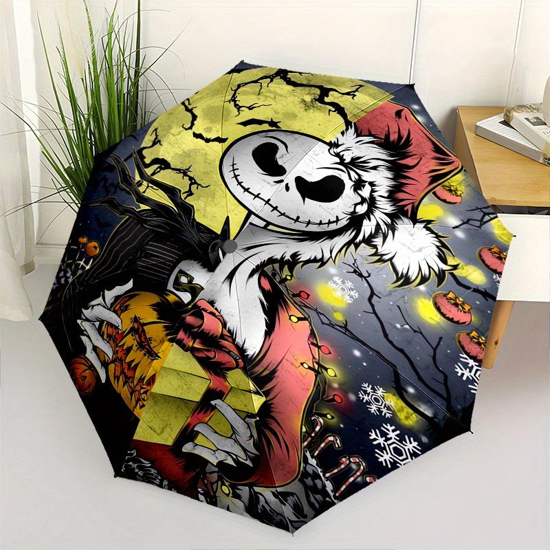 

Nightmare Before Christmas, Jack Skellington Automatic Opening and Closing Umbrella - 8 Ribs Portable Folding Umbrella with Plastic Handle,