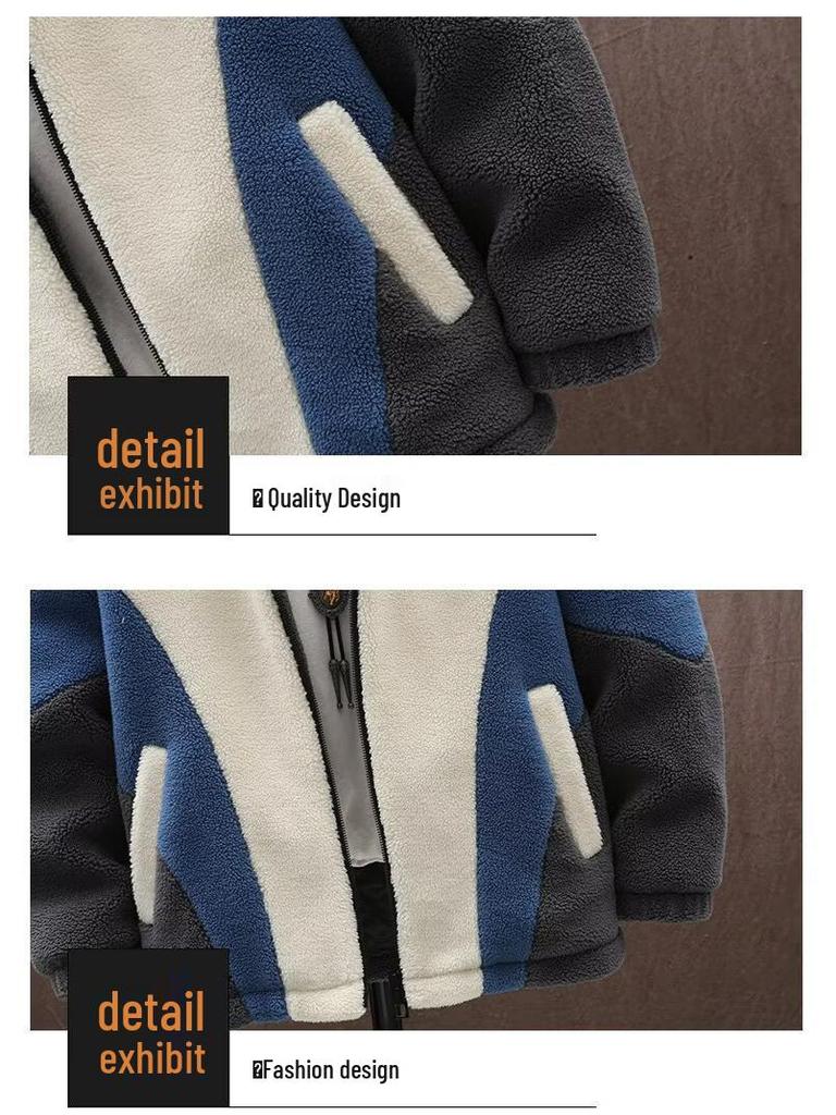 Men's Trendy Cotton Fleece Hooded Jacket - Lambswool Padded Winter Coat for High School Students