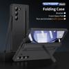 Skin Feel Matte for Samsung Galaxy Z Fold 6 5 4 3 Case with Tempered Film Pen Slot Capacitor Pen Folding Hinge Bracket Cover