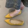 French pointed flat-bottomed rivet single shoes women's 2025 autumn new shallow soft-soled versatile one-pedal Mary Jane shoes