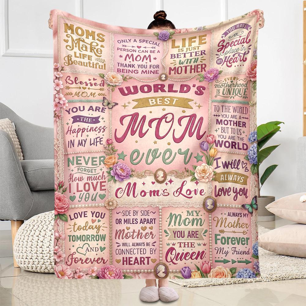 Floral Tribute To Mom Flannel Blanket-Soft and Suitable for Sofas,Beds,Offices,Travel,All Seasons,Great Gift for Holidays and Birthdays.