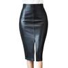 High-Waisted PU Leather Bodycon Skirt with Slit - Fashionable, Slimming Women's Springwear