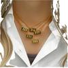 Sommer Trendiges 18K Gold Plated Wasserdichtes Halskette Edelstahl Gliederkette mit Engelszahl 111 bis 999