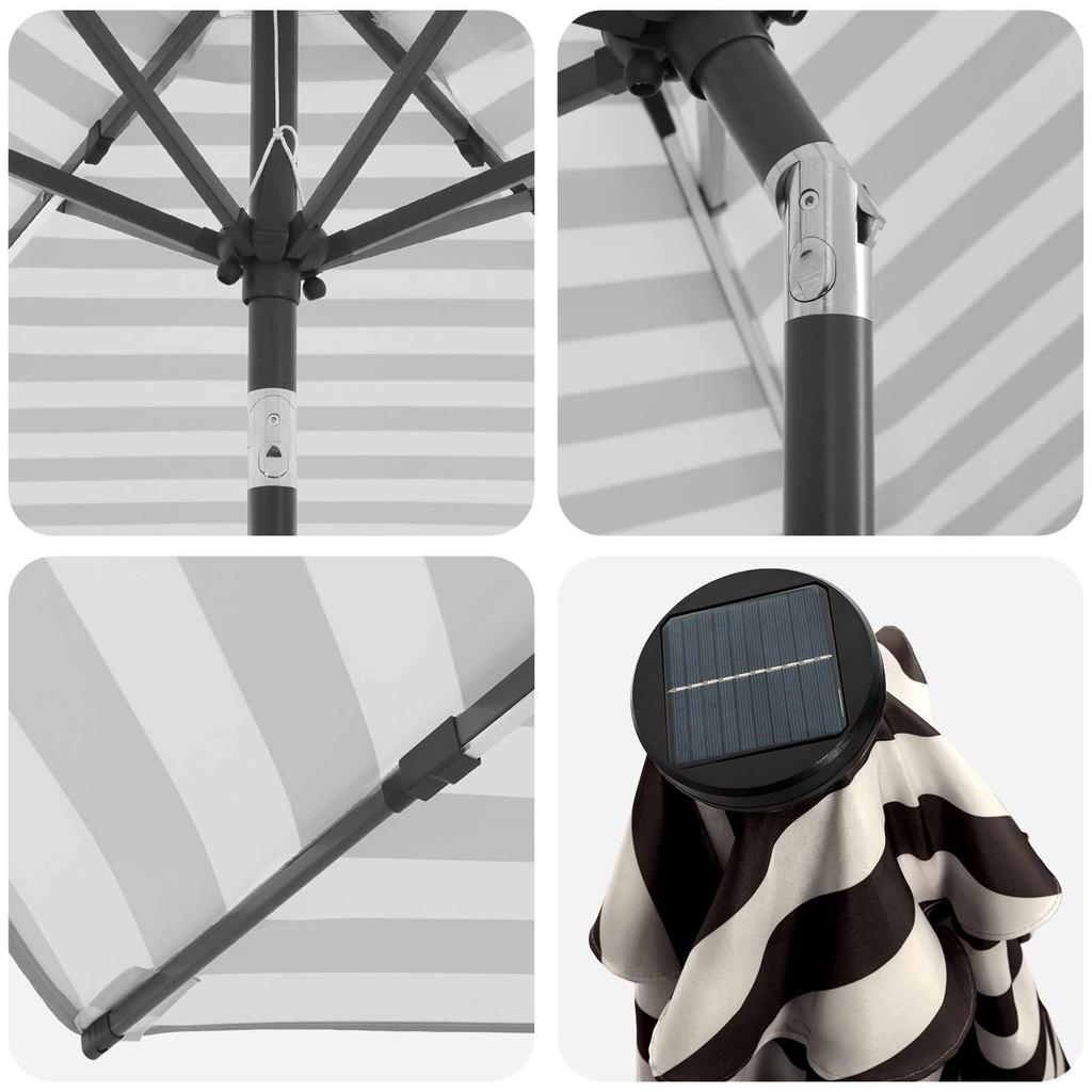 Garden Umbrella with LED Lights and Base 300 x 300 cm