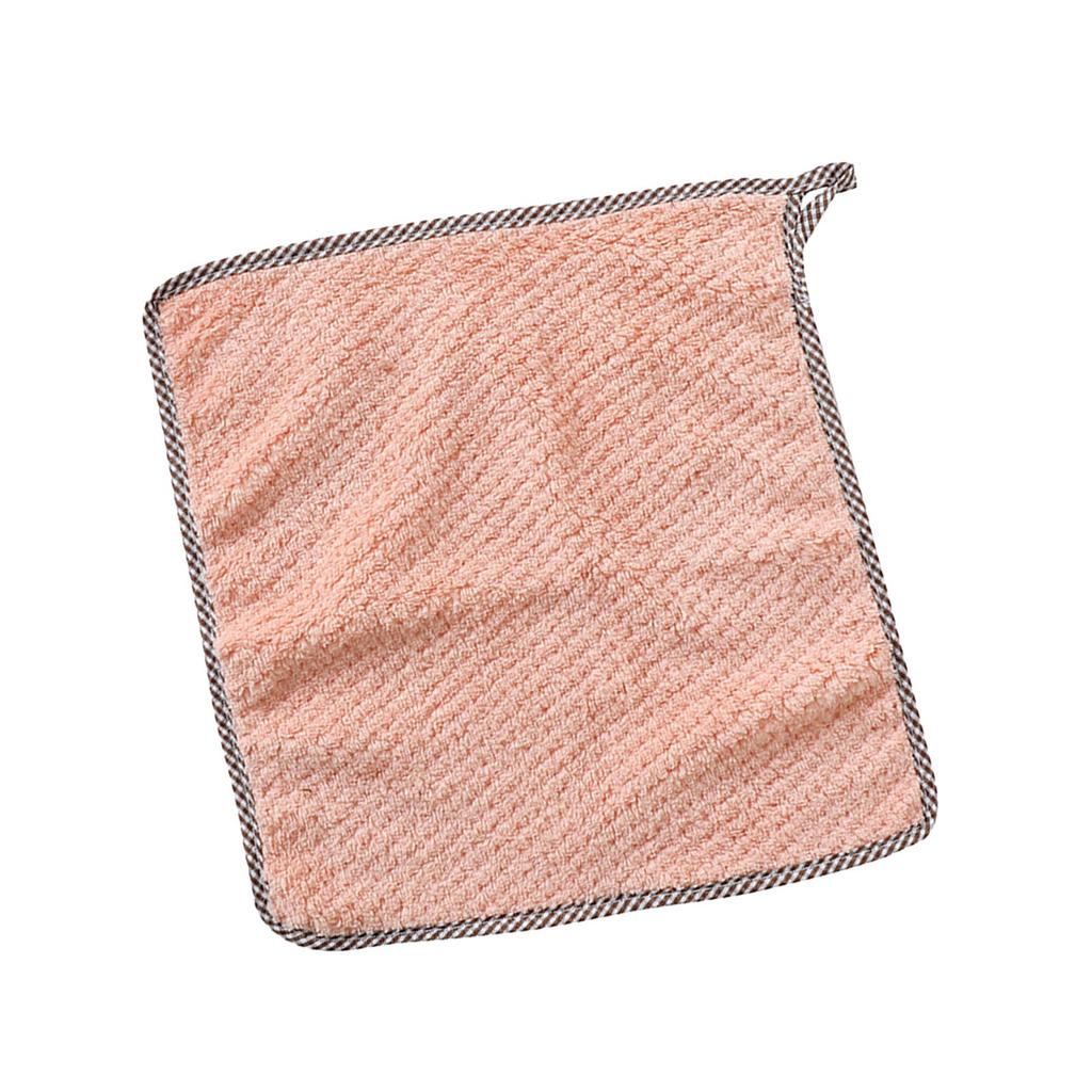 Kitchen Cleaning Dish Cloth with Hanging Loop Coral Fleece Absorbent Soft Hand Towel for Household Kitchen Bathroom