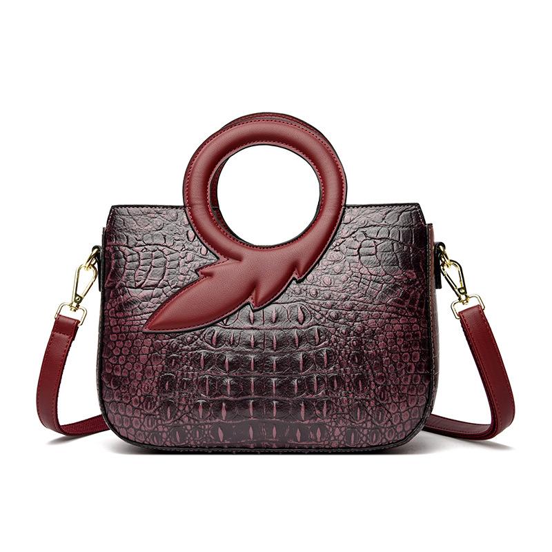 Women's Handbag Fashionable Round Handle Women's Shoulder Bag Crocodile Leather Pattern Luxury Crossbody Bag Women