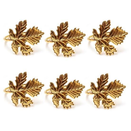 6Pcs Napkin Rings Durable Decorative Sturdy Maple Elegant Leaf Shape Colorfast Exquisite Home Restaurant