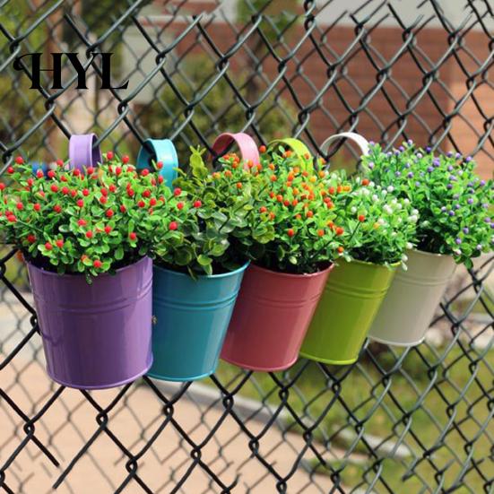 Plant Holder Flower Bright Color Space-saving Sturdy Fence Thickened Body for Courtyards