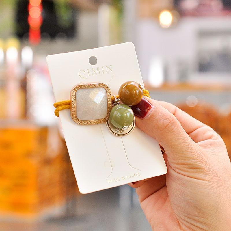 Korean Elegant Hair Rope Bracelet Scrunchie Women Elastic Hair Rubber Bands Accessories For Girls Tie Hair Ring Headdress Holder