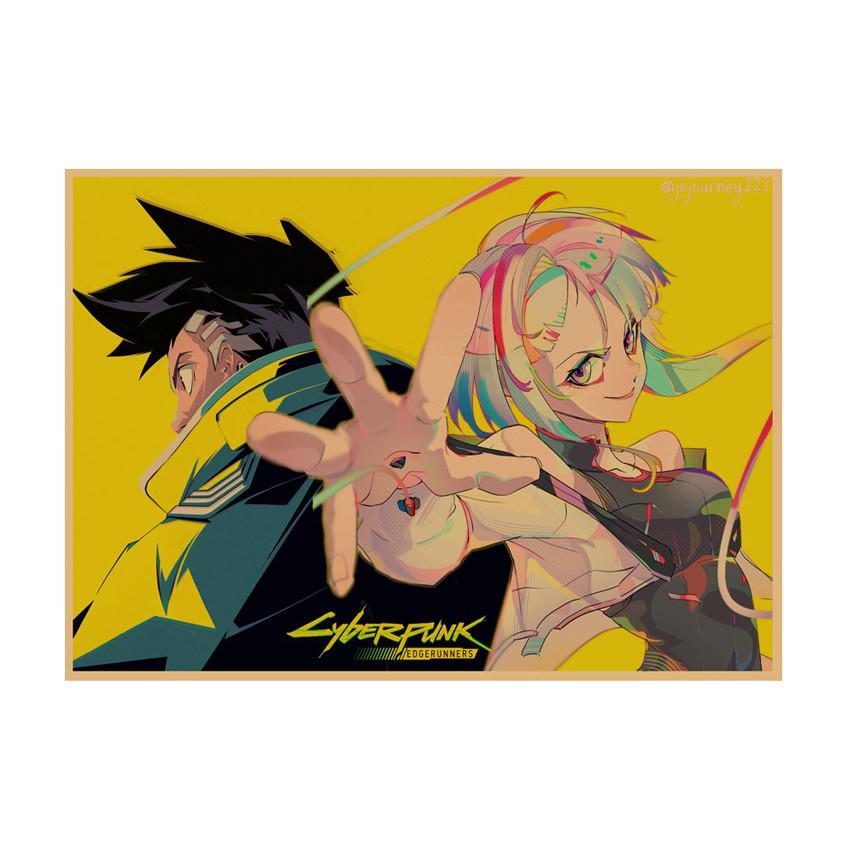 Cyberpunk Edgerunners Retro Anime Poster - Dorm, Bar & Cafe Wall Art Kraft Paper Decor 29.7X42cm (A3 size)