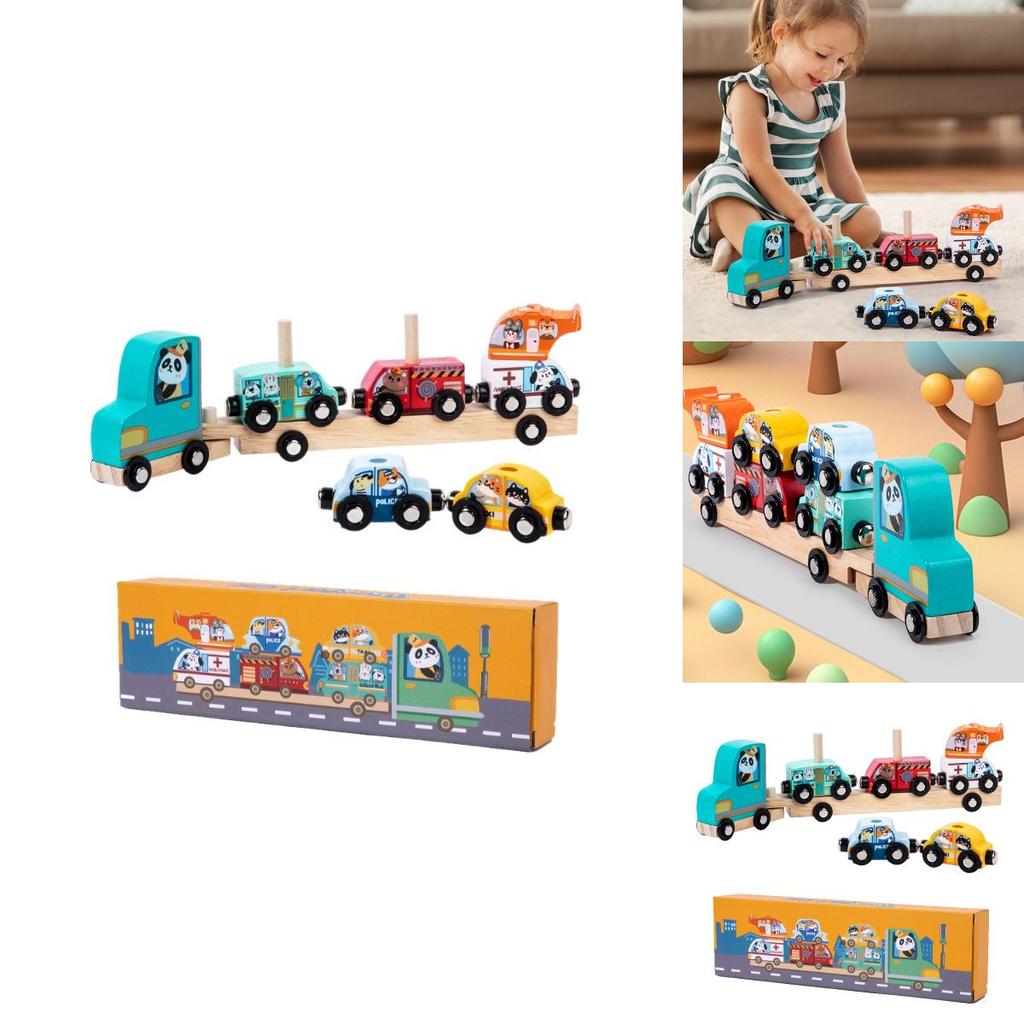 Wooden Animal Pattern Magnetic Car Building Block Children Puzzle Toy Set For Early Education And Cognitive Development