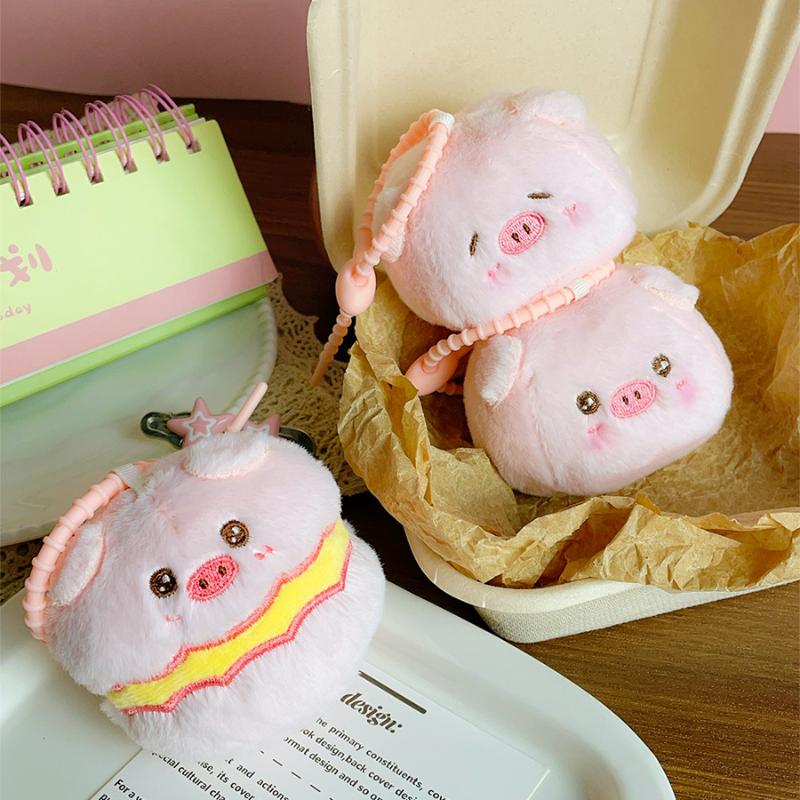 Cute Cartoon Little Pig Baozi Doll Plush Pendant Keychain Kawaii Animal Plush Pig Backpack Decoration Pendant Accessories Gift