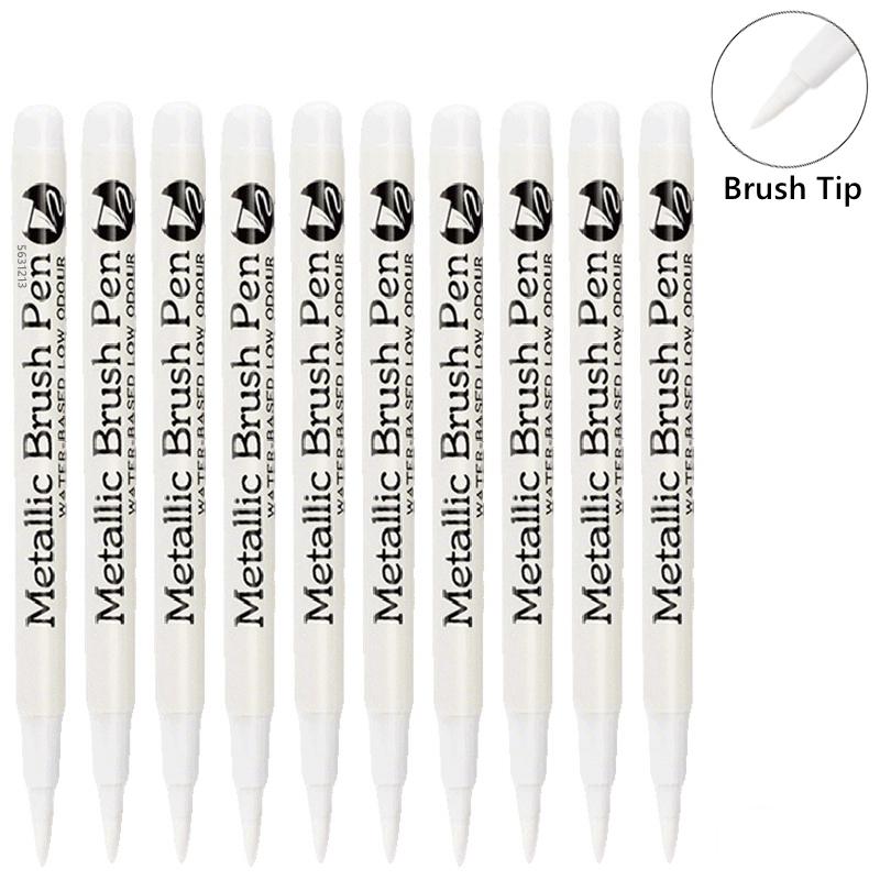 1/10/50Pcs Art Writing Gold Silver White Metallic Paint Pen Set Brush Tip Marker Pen Acrylic Paint Markers Stationery Supplies