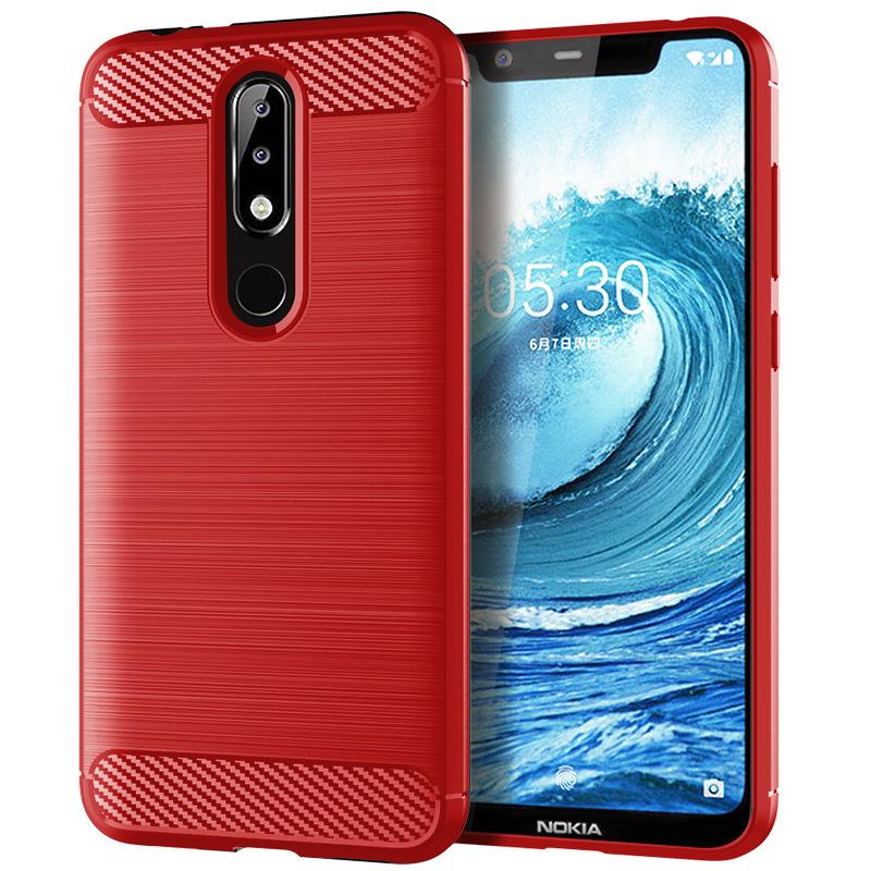 Etui na telefon z miękkiego włókna węglowego do telefonu Nokia 5.1 Plus 5.1+ Odporne na wstrząsy etui silikonowe do telefonu Nokia 5.1plus TPU tylna obudowa Coque Fundas