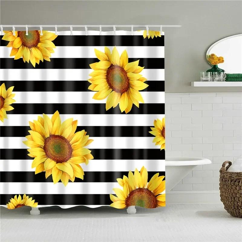 Lotus Buddha Rose Flower Green Leaves Lavender Butterfly Bathroom Accessories Set Shower Curtain with 12 Hooks