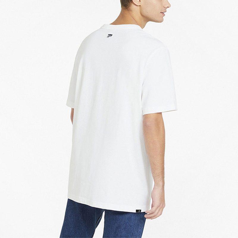 PUMA T Shirts Men's White Crew Neck Moderate Straight Fit 535359-02