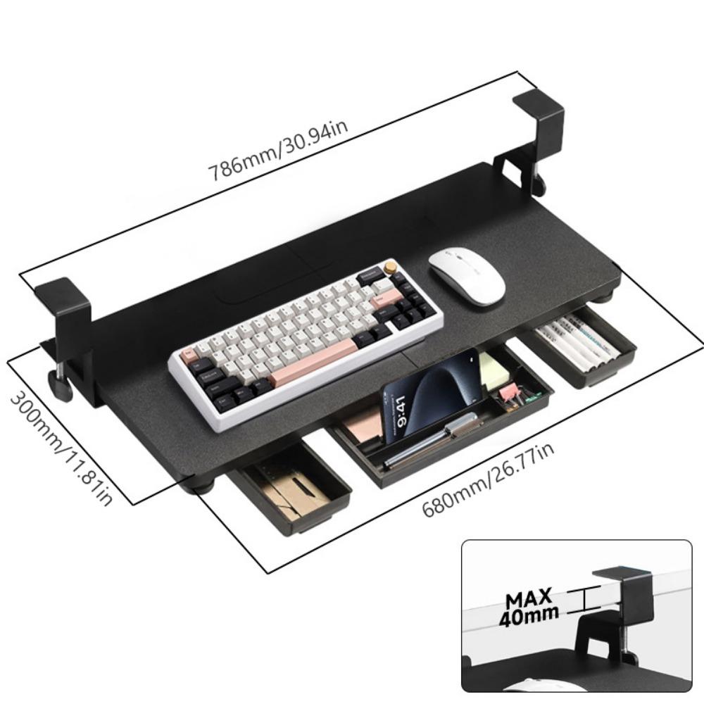 

Space Saving Keyboard Bracket Slide-out Drawer Adjustable Keyboard Mouse Tray Punch-free Stable Load-bearing чорний