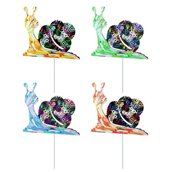 Metal Snail Garden Stake Decoration Weather-proof Indoor Outdoor Yard Lawn Patio Pathway Iron Colorful Snail Stake Stick Ornament