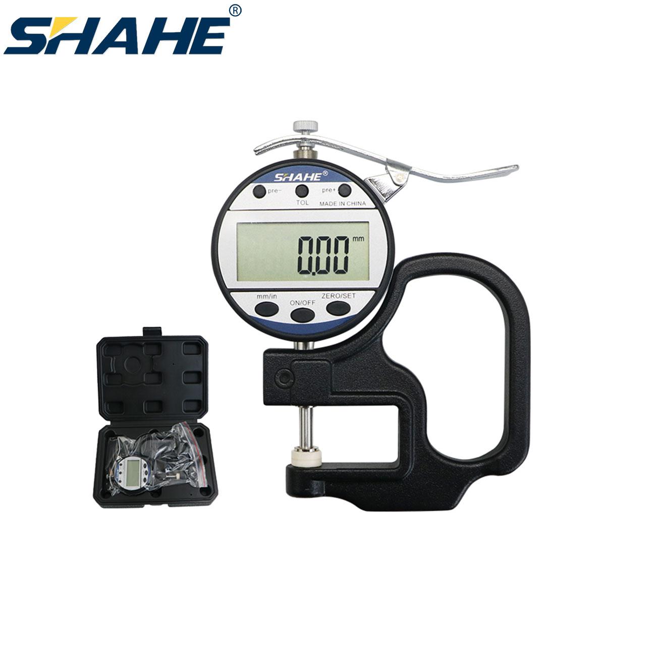 SHAHE Digital Thickness Gauge12.7/25.4mm 0.01mm Thickness Meter Inch/Metric, Suitable for Paper/Film/Leather/Wire Thickness 0-10mm Flat head