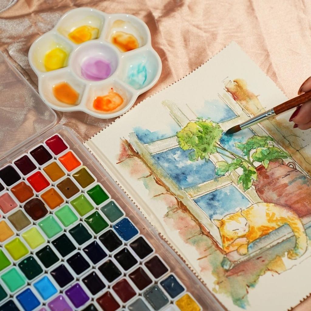 Watercolor Paint Set 98/60/48/36/24 Colors, Professional-quality art supplies for artists adult painting aketching, Non-Toxic