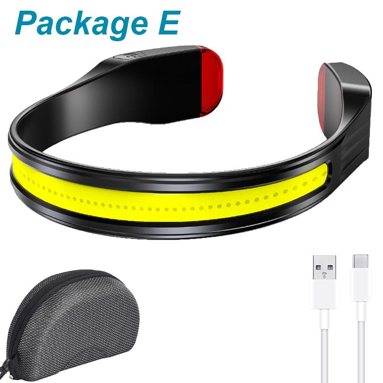 COB LED HeadLamp Type-C USB Rechargeable Headlight Multifunction Light Portable Head Flashlight Lamp Tail White Lamp; Red light