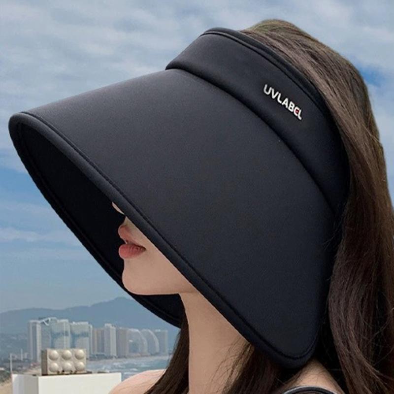 Summer Casual Empty Top Sun Hats Portable Wide Large Brim Cap Uv Protection Foldable Visors Women Sunshade Beach Hiking Hat