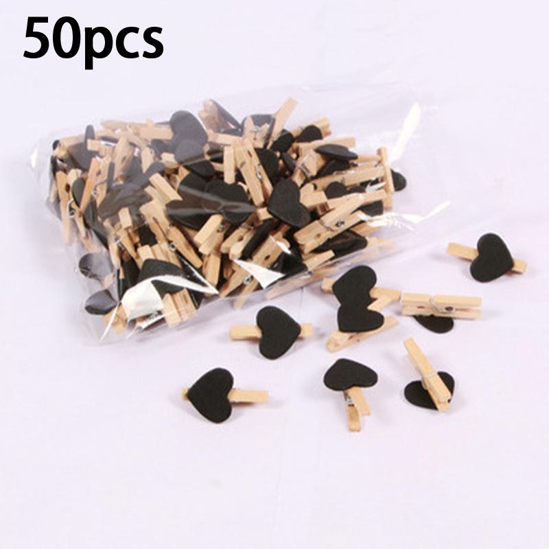 50Pcs Wooden Colored Love Heart Photo Clip Memo Paper Diy Photo Clips Wedding Decoration Postcard Clips Clothespin Home Decor
