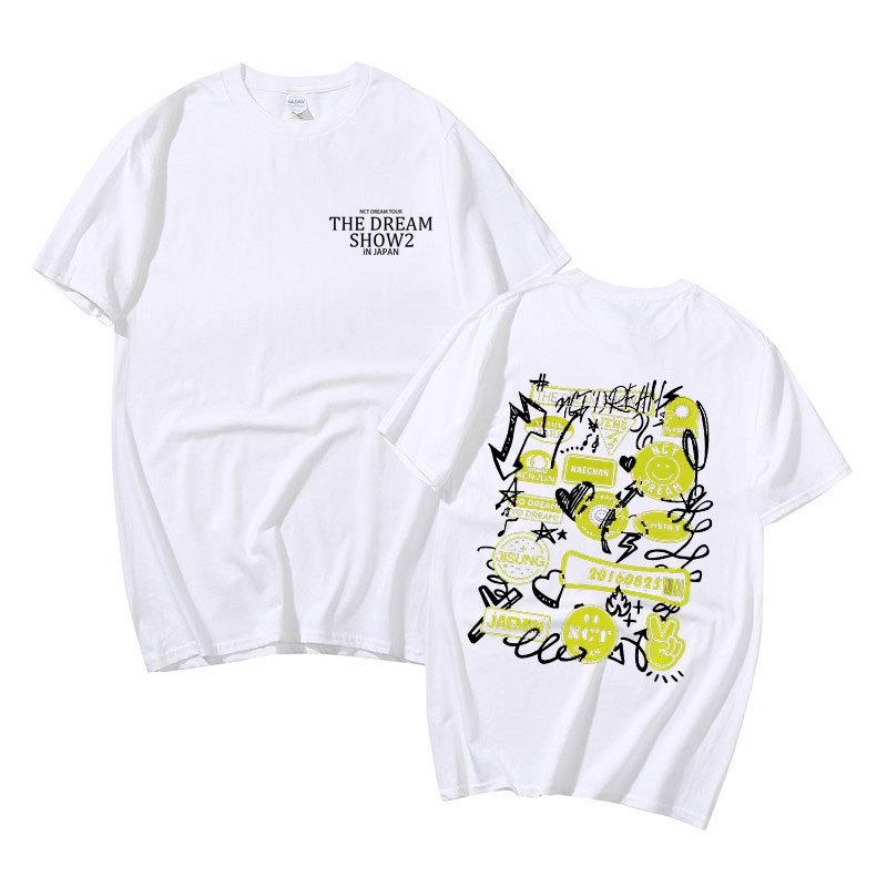 Letní tričko KPOP NCT Dream Unisex Ženy Móda Chlapci Dívky Harajuku Trička s krátkým rukávem Neformální Černá Cool trička Topy