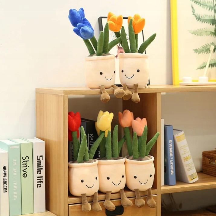 Plush Tulips In a Pot Flower Mascot Women's Day (Yellow)