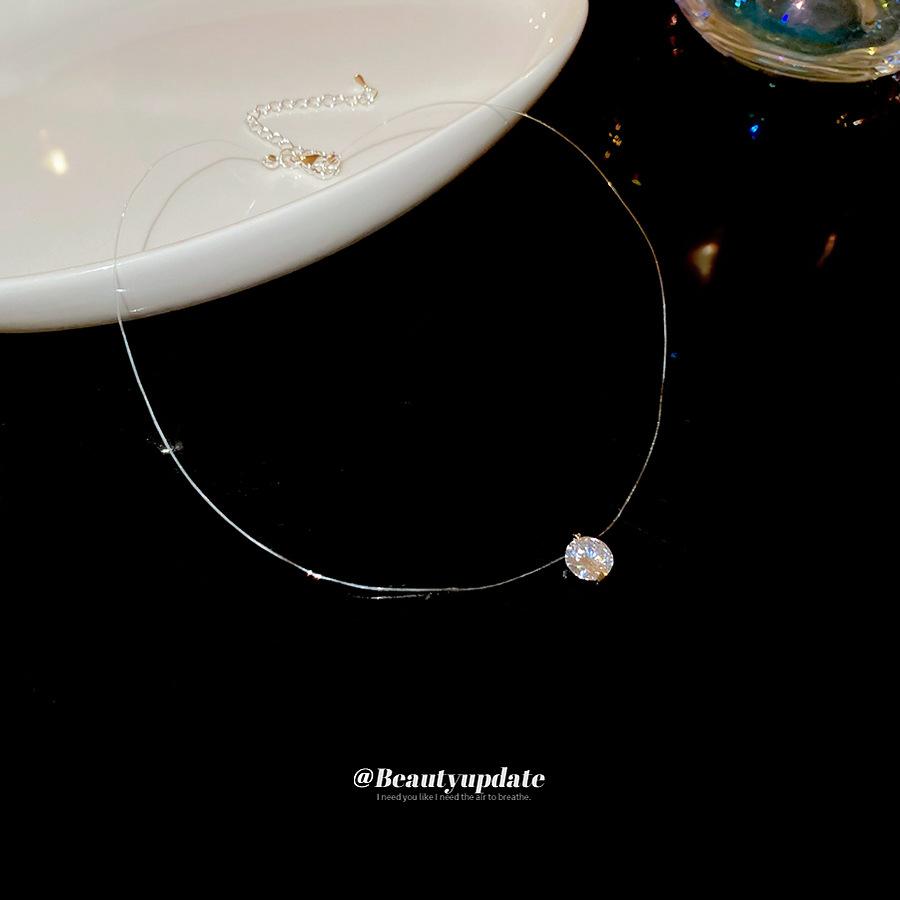 Zircon Round Pendant Necklace Women's Simple Clavicle Chain Temperament Necklace