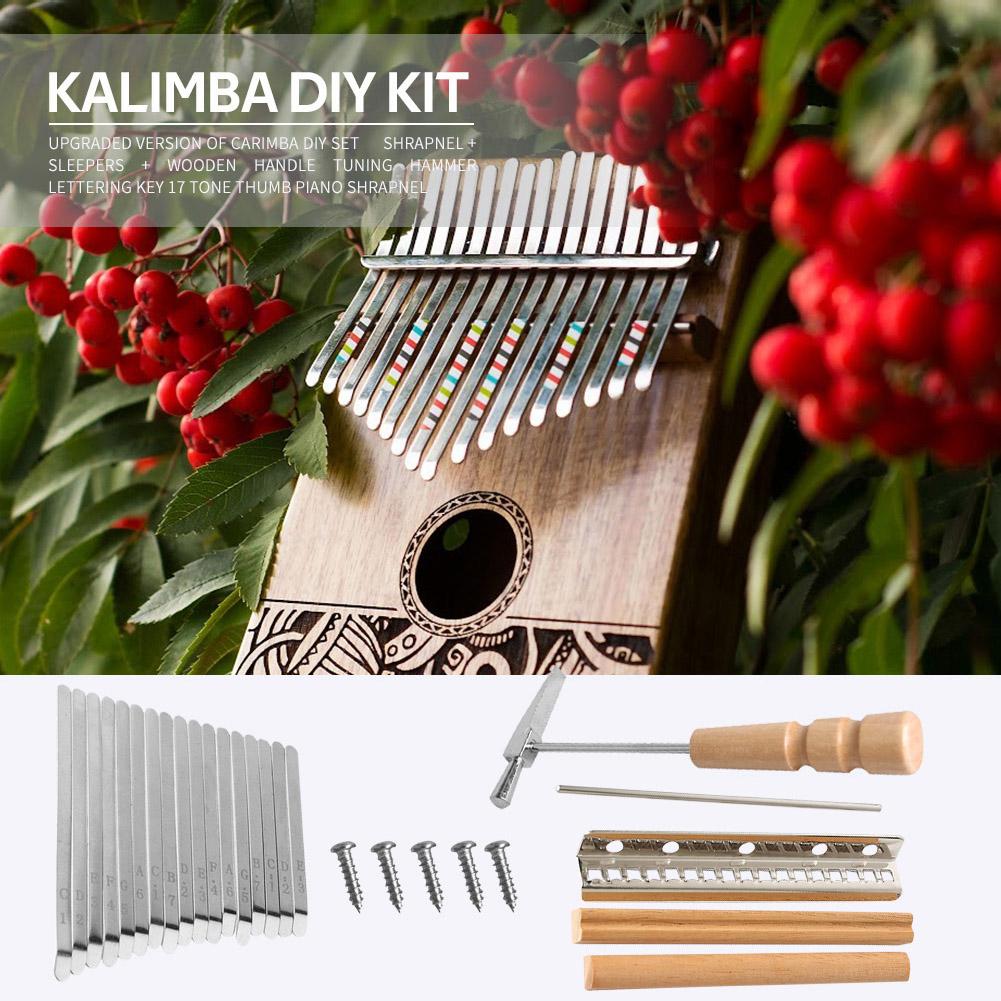 Thumb Piano DIY Parts with Keys Bridge Tuning Hammer Kit Musical Enjoyable Instrument Supplies for 17 Keys