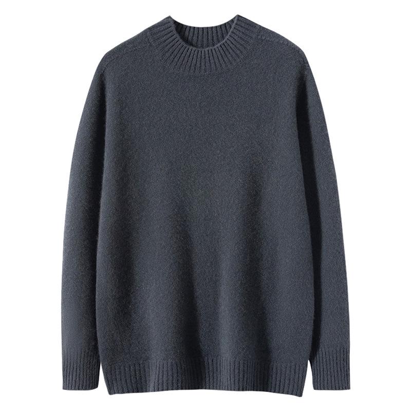 Men's High Neck Thickened Cashmere Sweater: Loose Fit, Plus Size, Warm Knit Base Layer for Autumn/Winter.