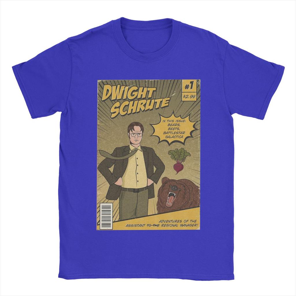 Erkek Tişört Dwight Schrute Çizgi Romanlar Vintage Pamuklu Tişört Kısa Kollu The Office TV Dizisi Tişörtleri O Yaka Giyim Grafik