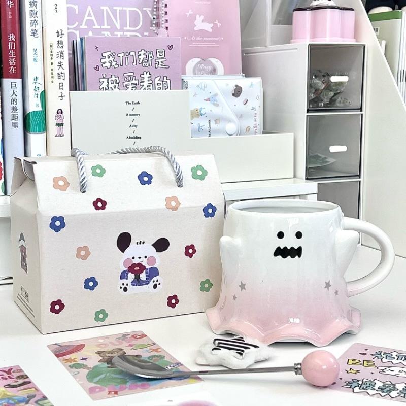 Send Girls Birthday Gifts Cute Gradual Change Ghost Ceramic Mug Couple Water Cup Girlfriend Souvenir Gift Box