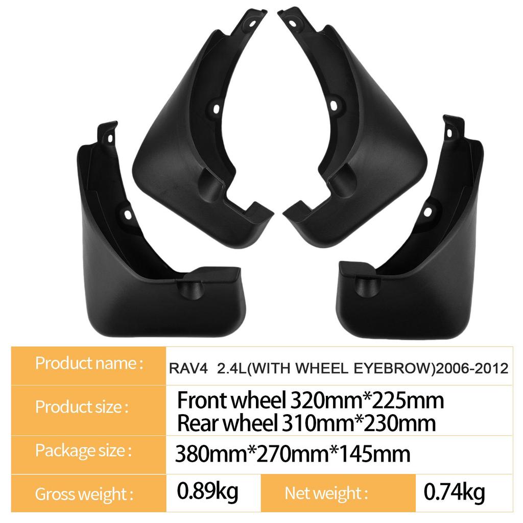 Kompatible Schmutzfänger für Toyota RAV4 2.4L (2006-2012) mit Kotflügelverbreiterungen