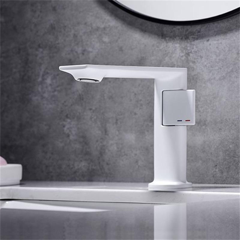 Nouveau Robinet de Lavabo de Salle de Bain Gris Monocommande Eau Chaude et Froide Robinetterie Laiton Mélangeur d'Évier Noir Chrome Gris Robinet