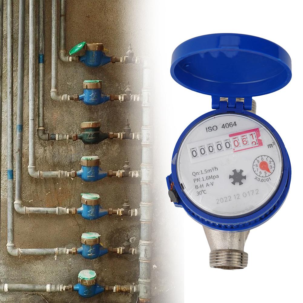 1Pcs Smart Digital Water Meter Household Mechanical Rotor Pointer Cold Water Meter 360° Adjustable Rotation Counter