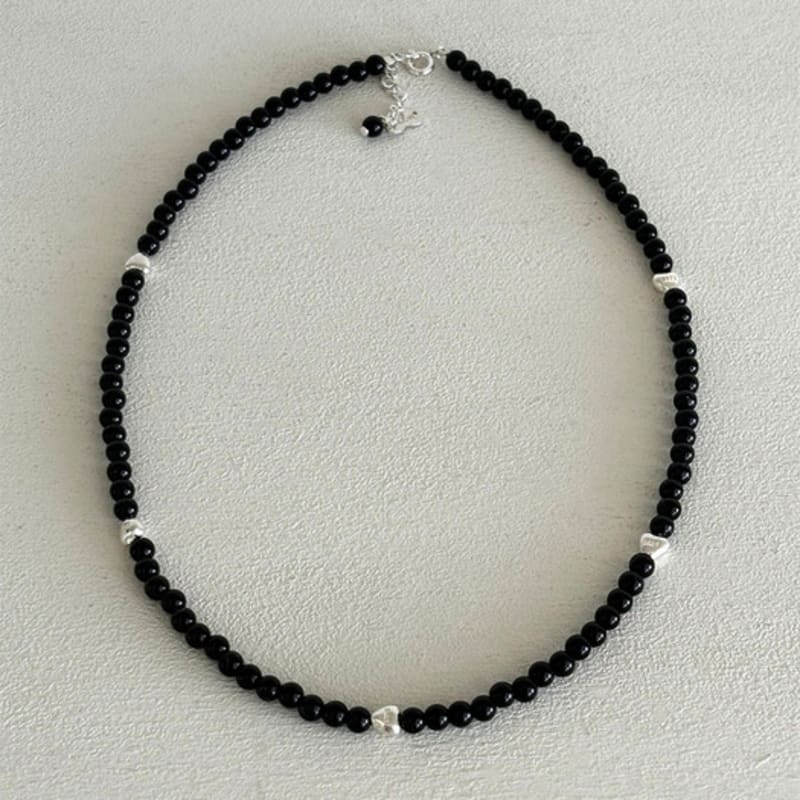 

moire_ Everyday onyx necklace Silver