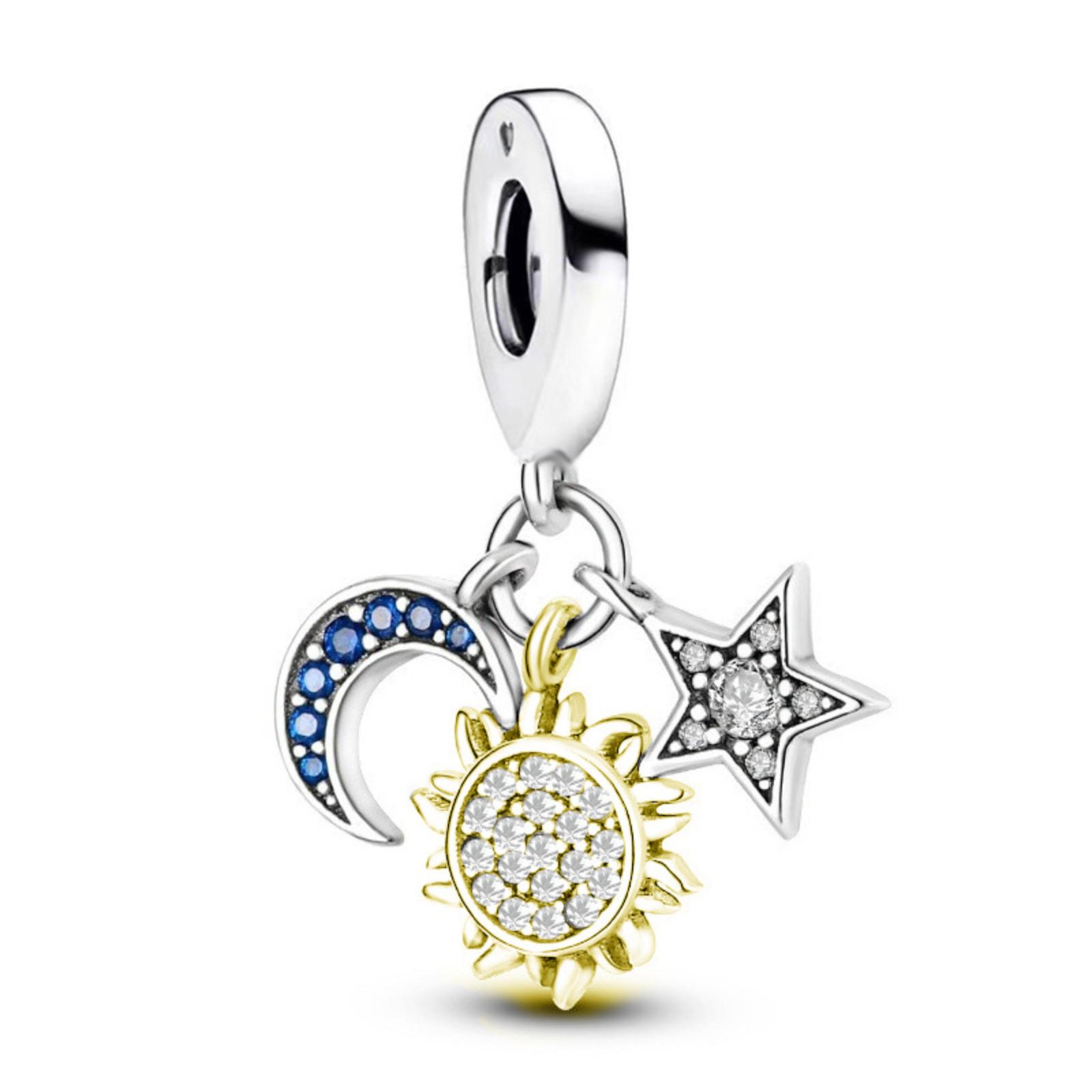 Sun, Moon And Stars Beaded Pendant One Size