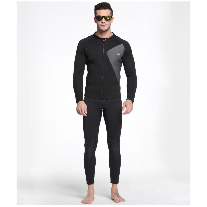 3mm Neoprene Wetsuit Set Men Winter Swimming Diving Snorkeling Surfing Thermal Long Sleeve Top Pants