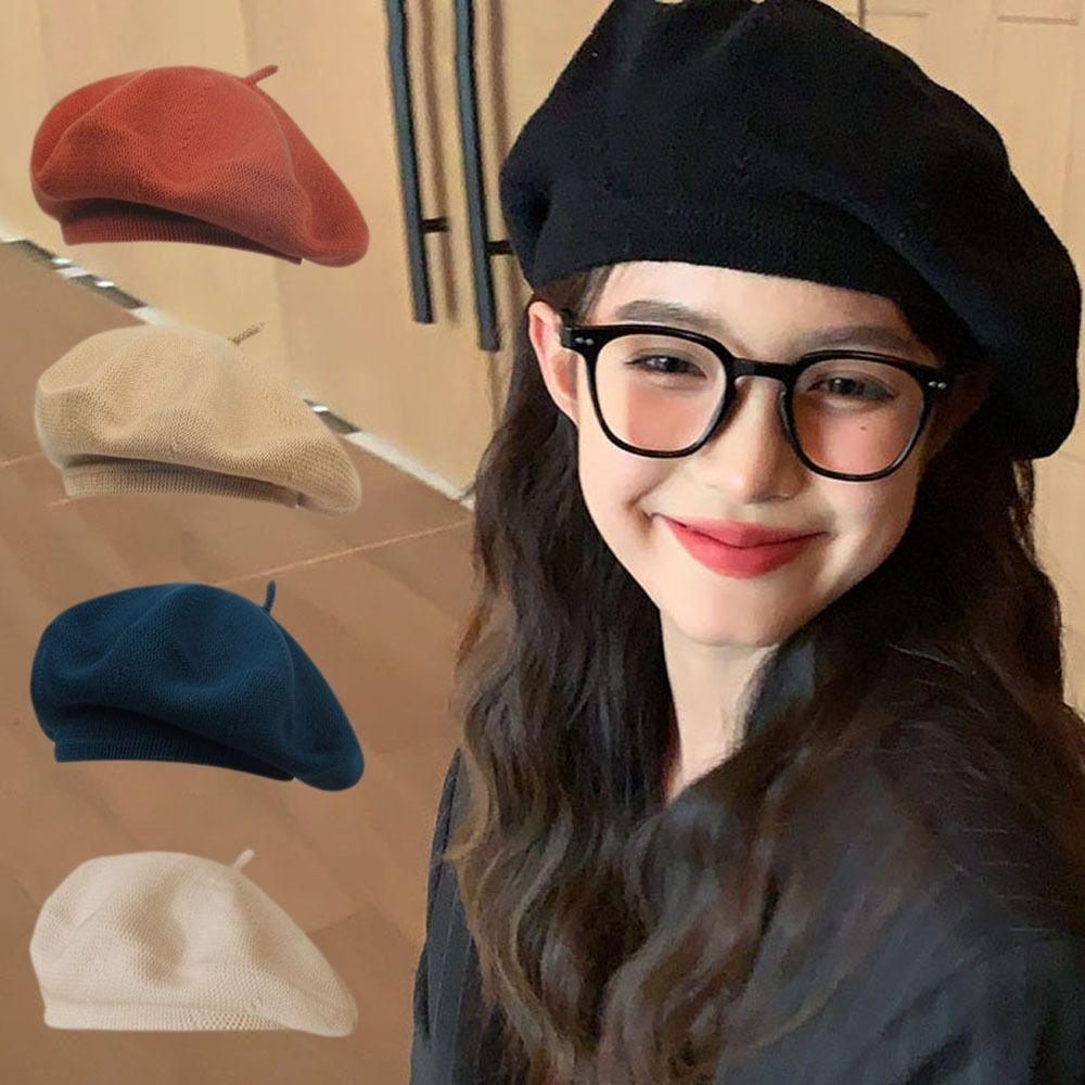 Keep Warm Women Berets Knitted Artist Hat Elegant British Beanie Hat  Girls